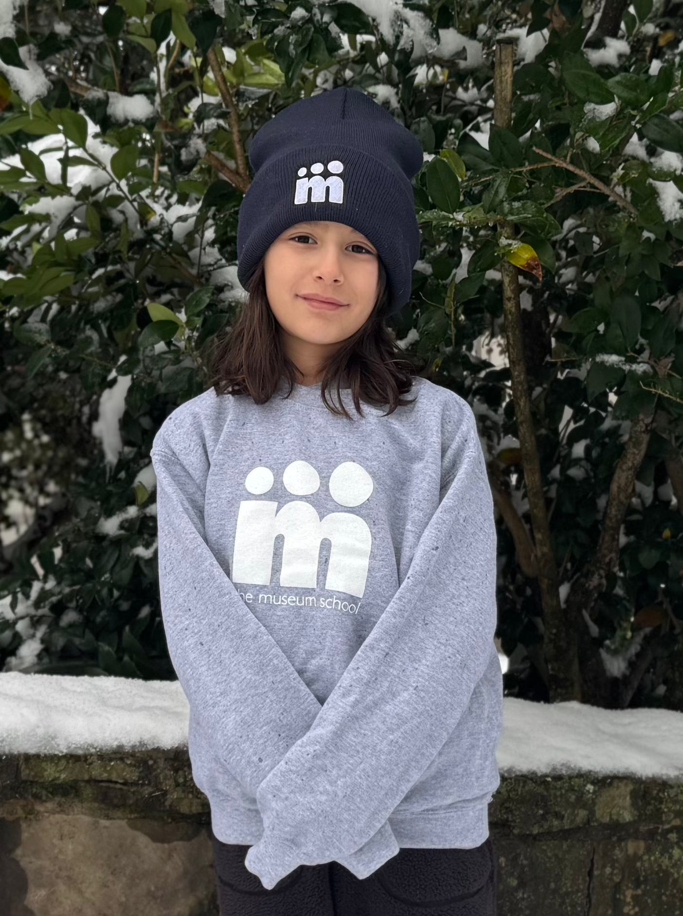 M Logo Crewneck Youth Sweatshirt Royal Blue and Sport Grey